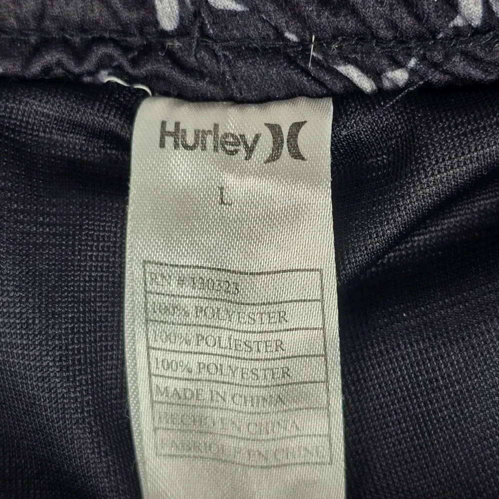 Hurley Shorts Boys Large Black Geometric Mesh Relaxed Fit Drawstring Athletic